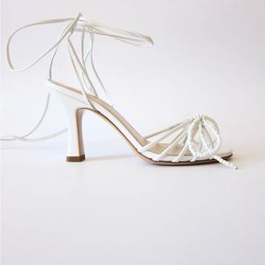 Maile, Nelly in White, high heels. Size 37EU. White. Beaded. Straps.